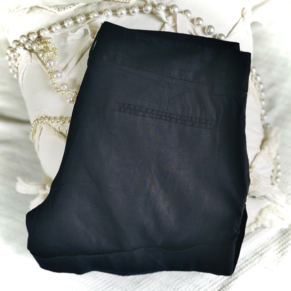 THEORY | 8 | Ruby Black Linen Viscose Lightweight Dress Short Button Cuff Detail - Picture 5 of 15